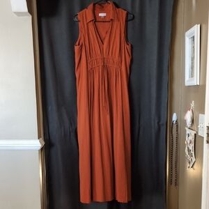 Calvin Klein Sleeveless Orange Maxi Dress